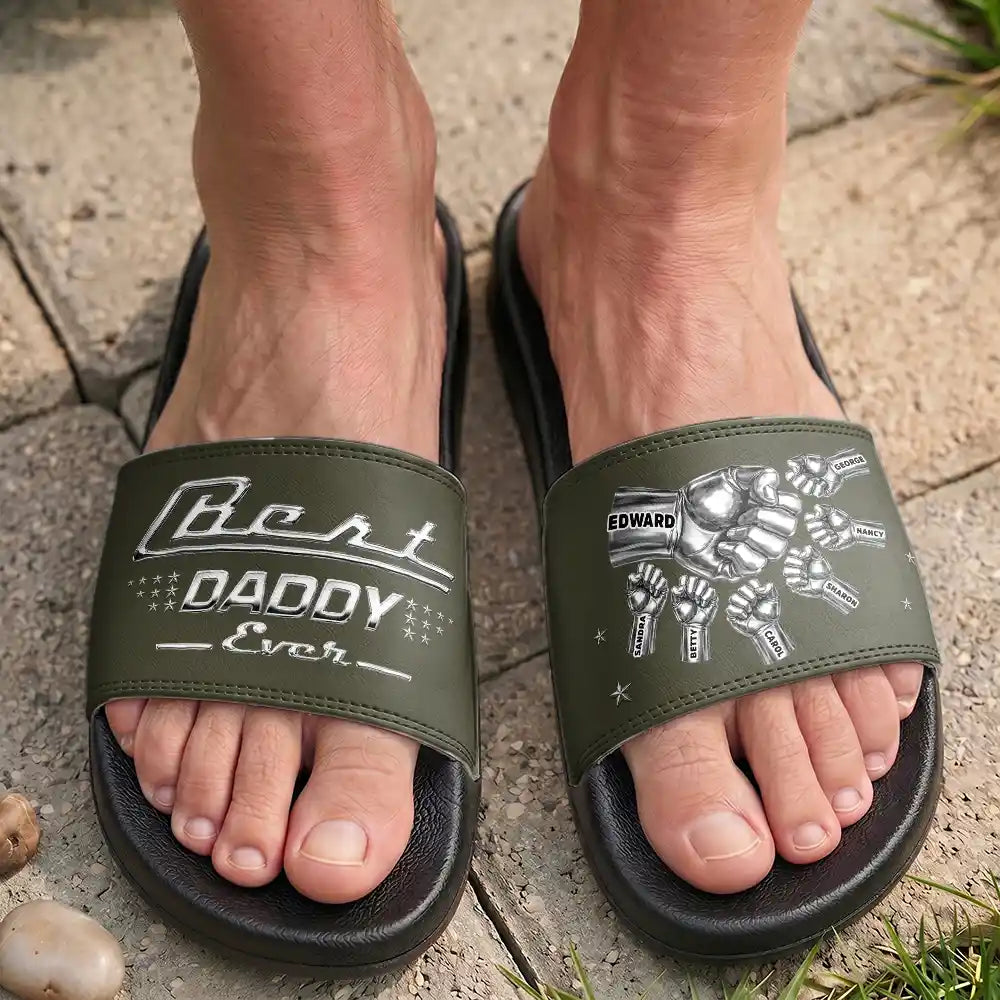 Classic Best Dad Grandpa Ever Limited Edition - Personalized Unisex Slides