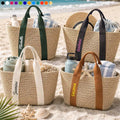 Colorful Name In Style - Personalized Straw Beach Bag