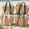 Colorful Name In Style - Personalized Straw Beach Bag
