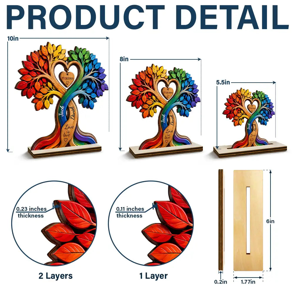 Couple Heart Tree - Personalized Custom Shaped Wooden Plaque