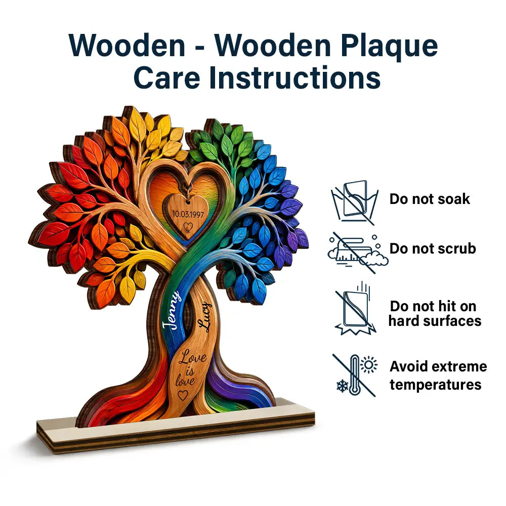 Couple Heart Tree - Personalized Custom Shaped Wooden Plaque