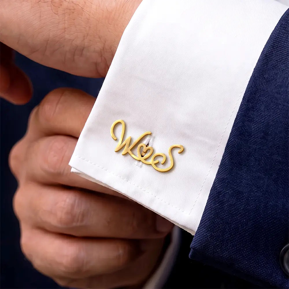 Couple Initials Sign Name - Personalized Cufflinks