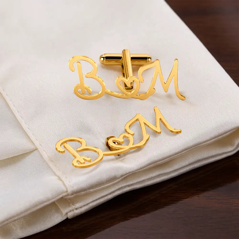 Couple Initials Sign Name - Personalized Cufflinks