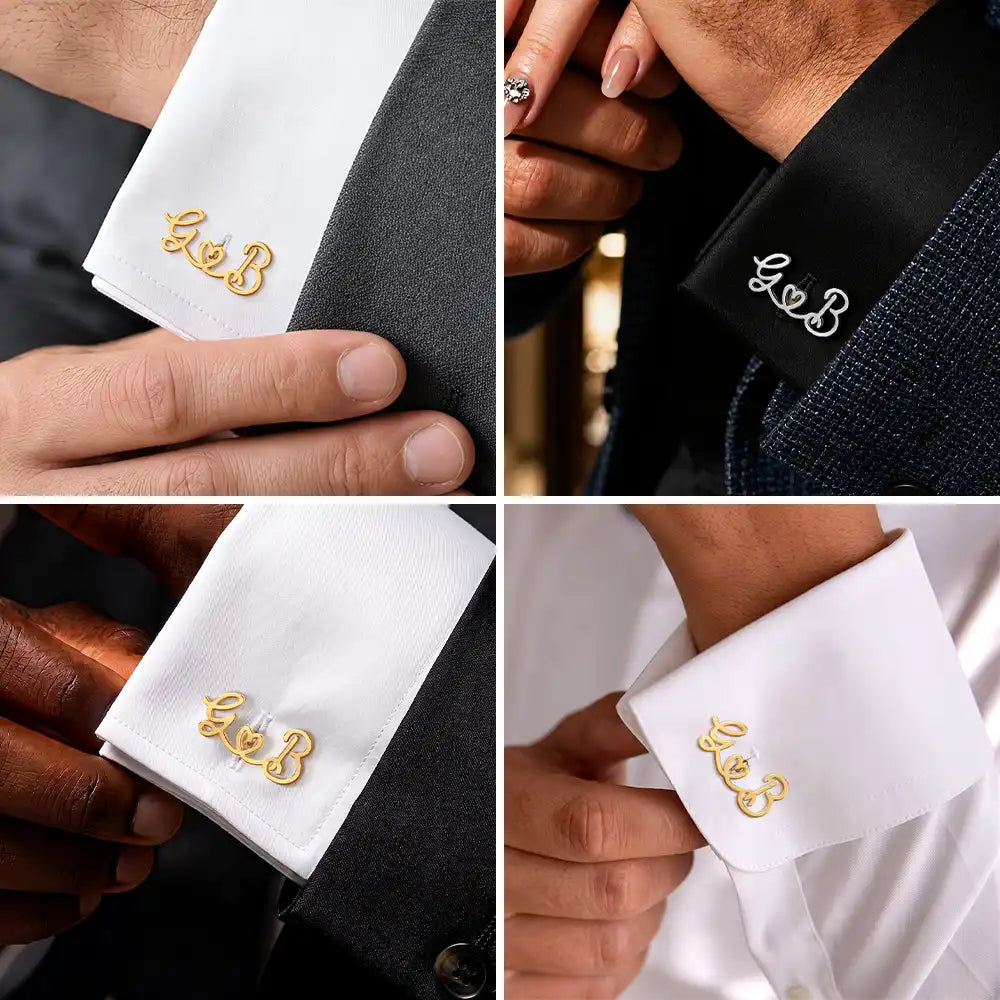 Couple Initials Sign Name - Personalized Cufflinks