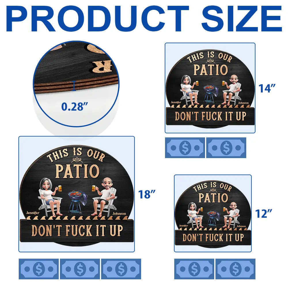 Couple Patio Poolside This Is Our Happy Place - Personalized Custom Shaped Wood Sign