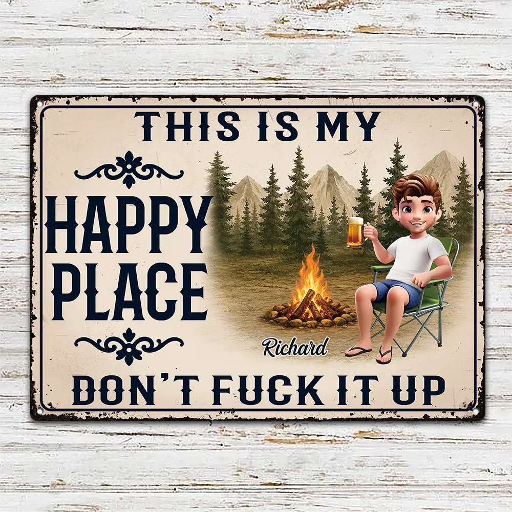 Couple Summer This Is Our Happy Place - Personalized Classic Metal Signs