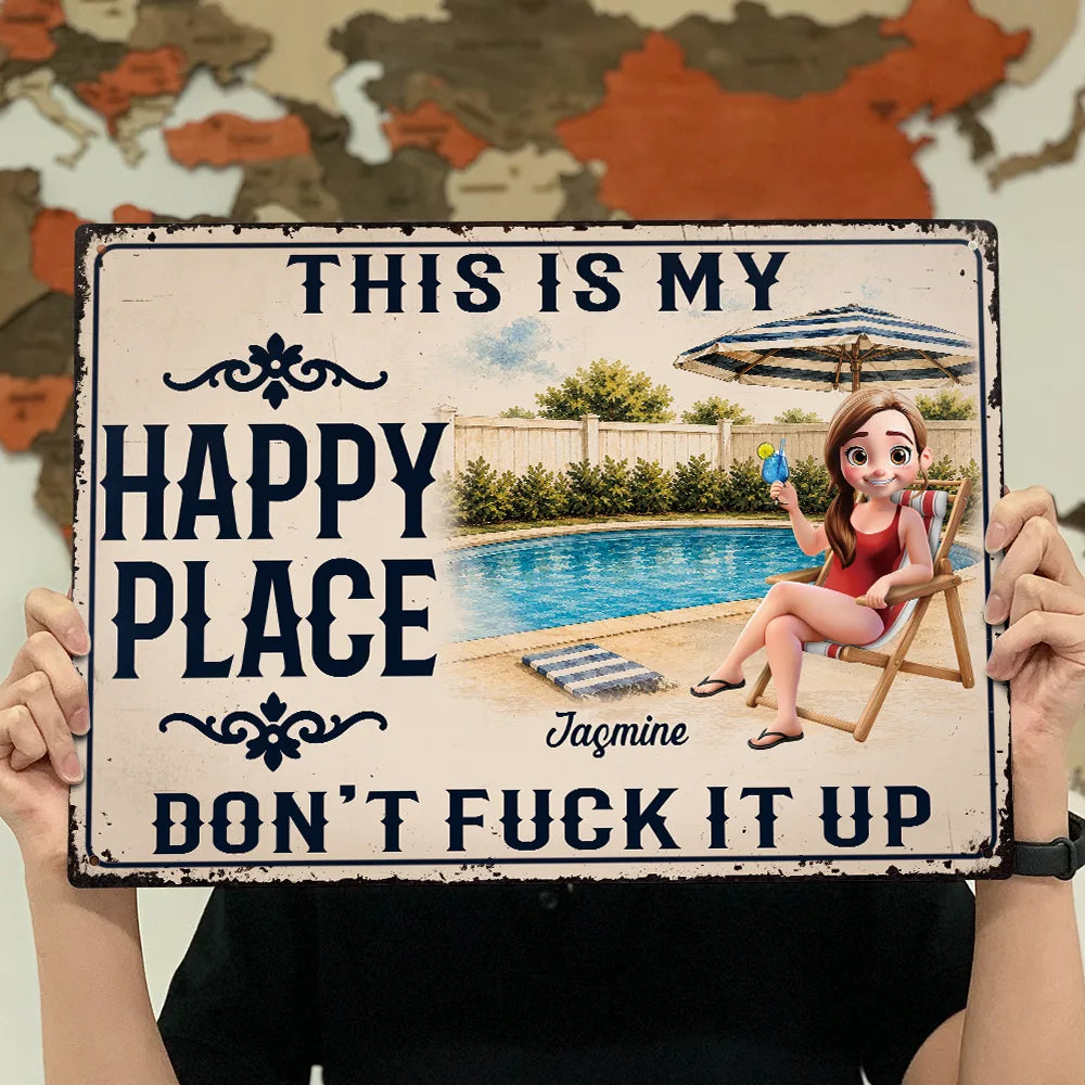Couple Summer This Is Our Happy Place - Personalized Classic Metal Signs