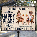 Couple Summer This Is Our Happy Place - Personalized Classic Metal Signs