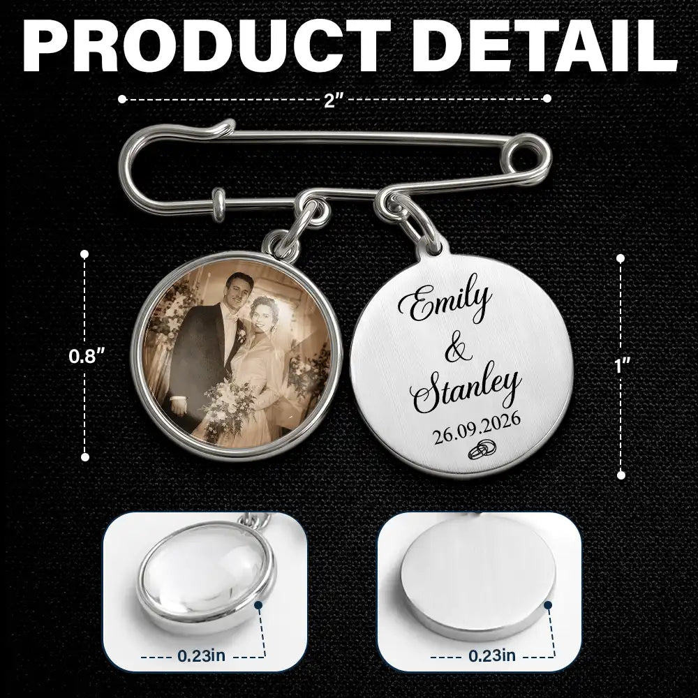 Custom Photo Couple Wedding Day - Personalized Lapel Pin