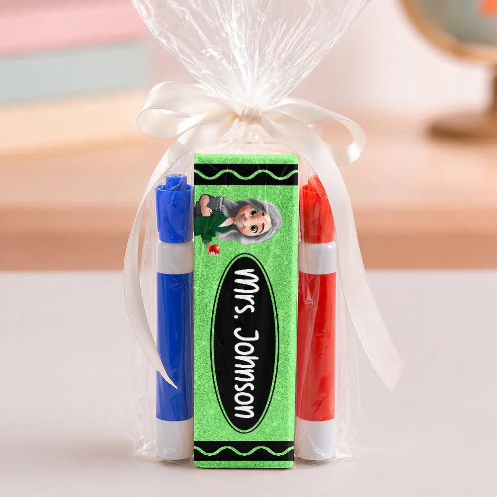 Crayon Name Teacher Glitter Effect - Personalized Whiteboard Eraser & Marker Set