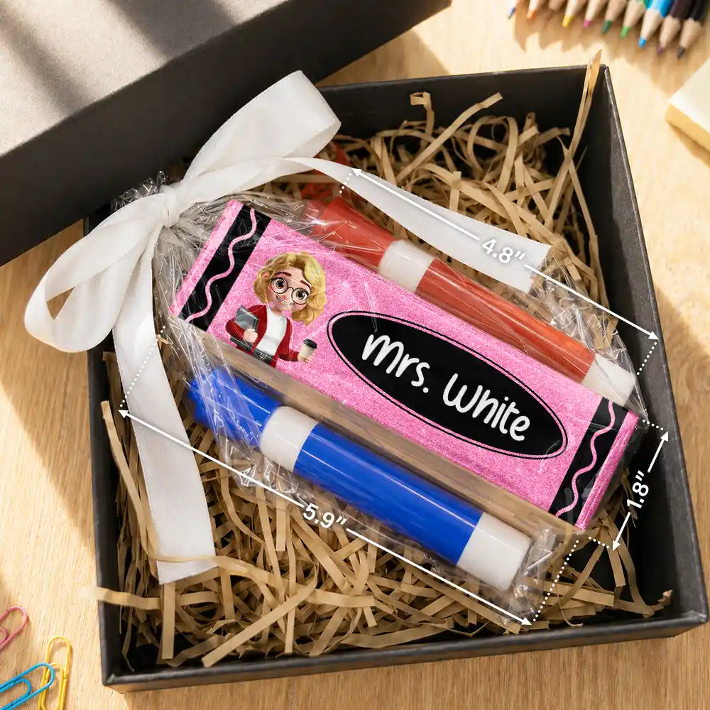 Crayon Name Teacher Glitter Effect - Personalized Whiteboard Eraser & Marker Set