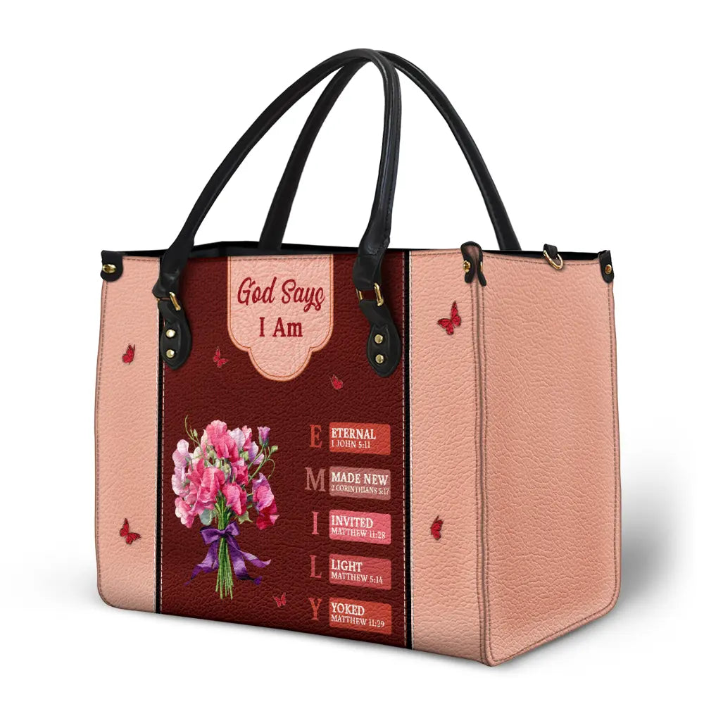 Created With A Purpose Birth Month Flower - Personalized Leather Bag