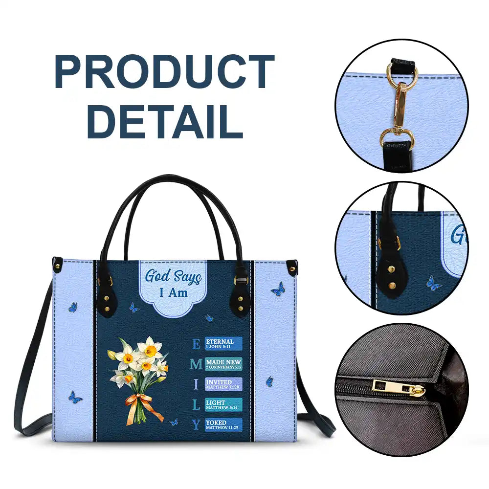 Created With A Purpose Birth Month Flower - Personalized Leather Bag