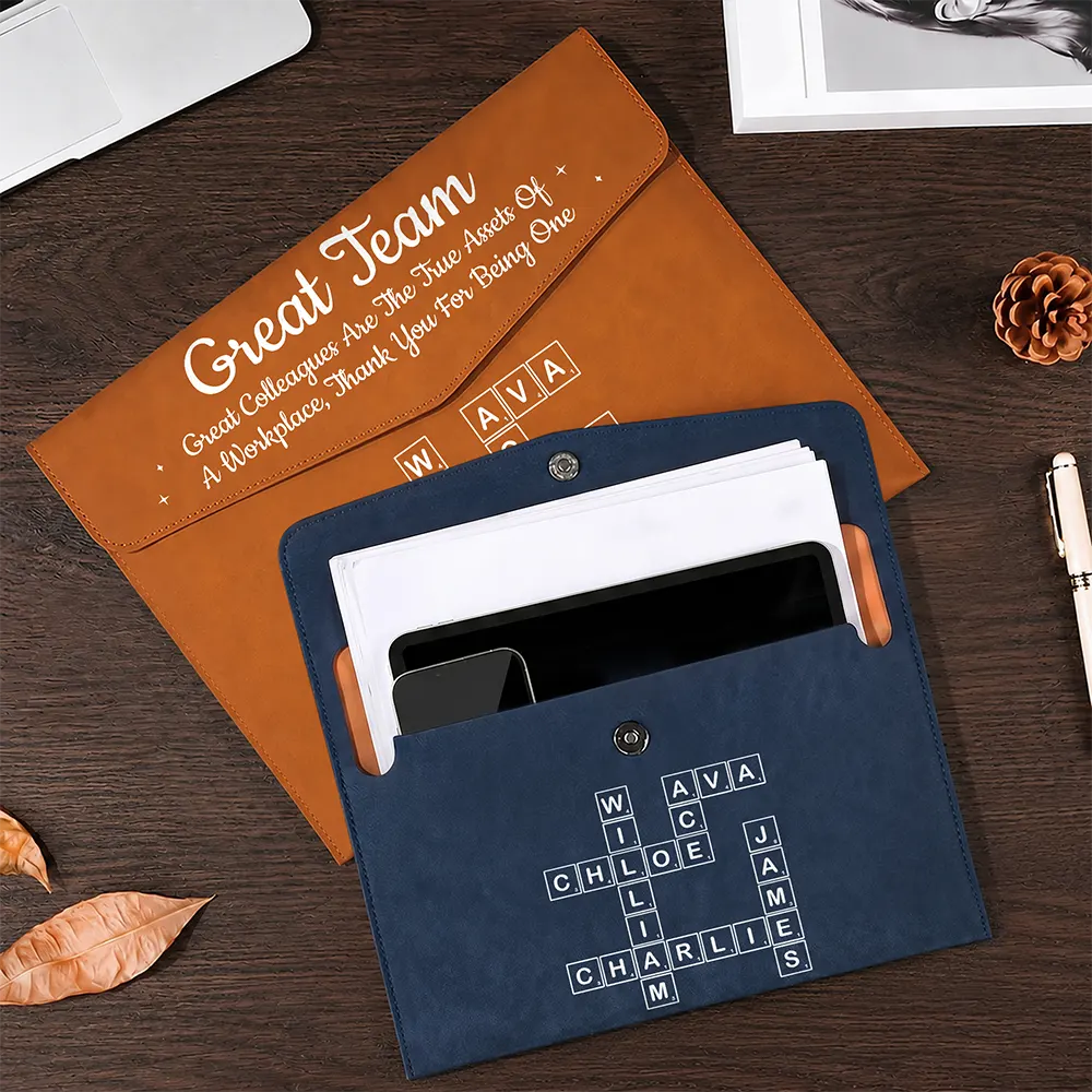 Crossword Best Team Ever Scrabble - Personalized Leather Sleeve