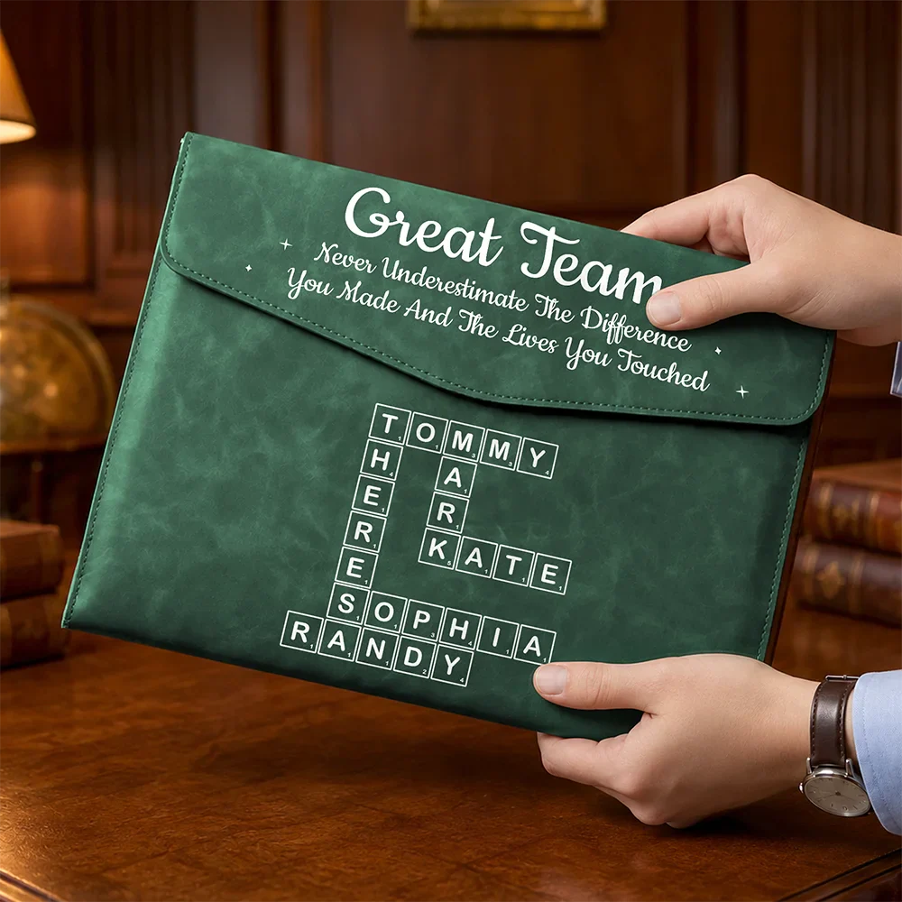 Crossword Best Team Ever Scrabble - Personalized Leather Sleeve