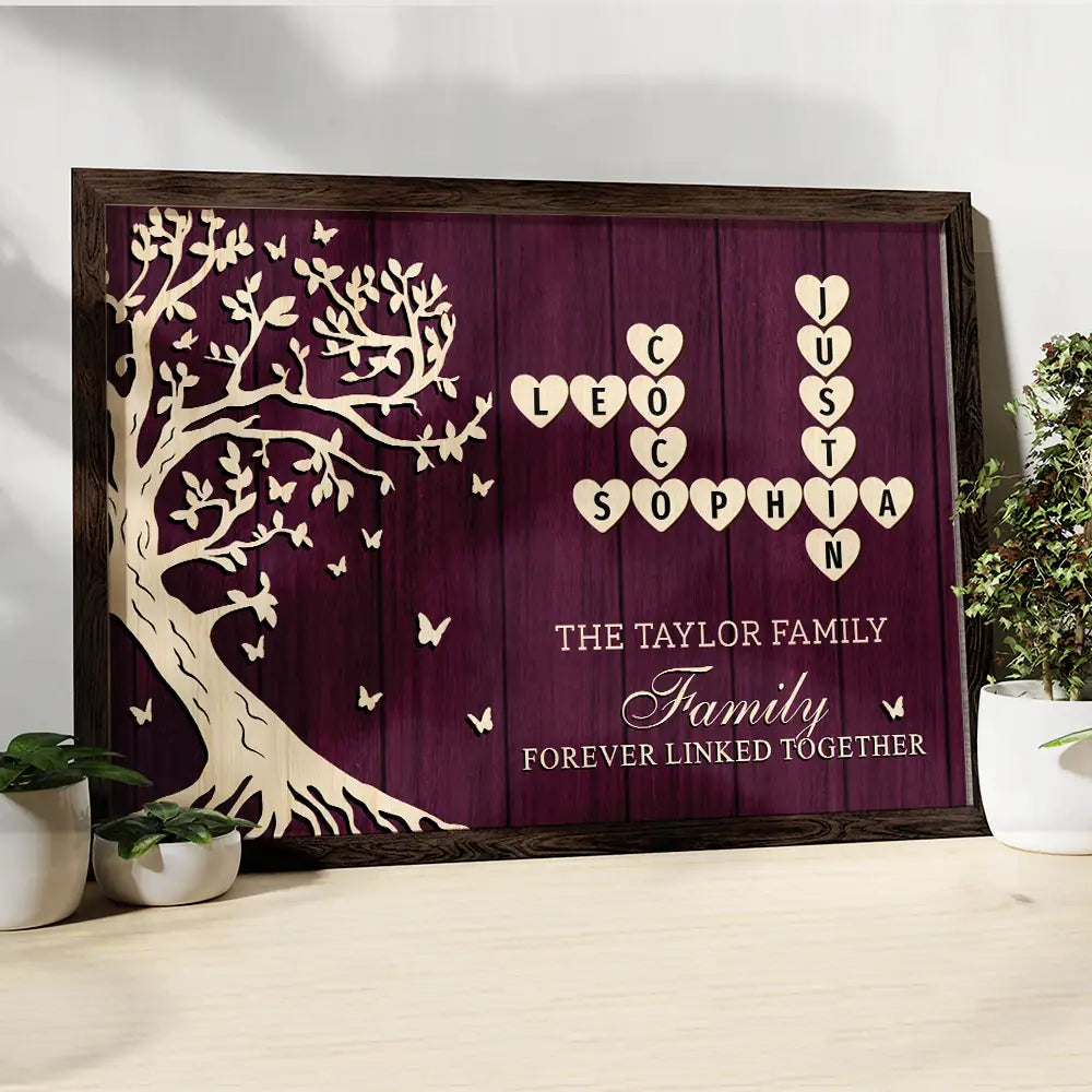Crossword Tree Of Life Family Is Where The Heart Is - Personalized Poster