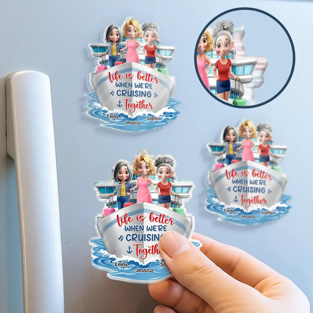 Cruise Bestie On Trip Girls Trip - Personalized Acrylic Magnet