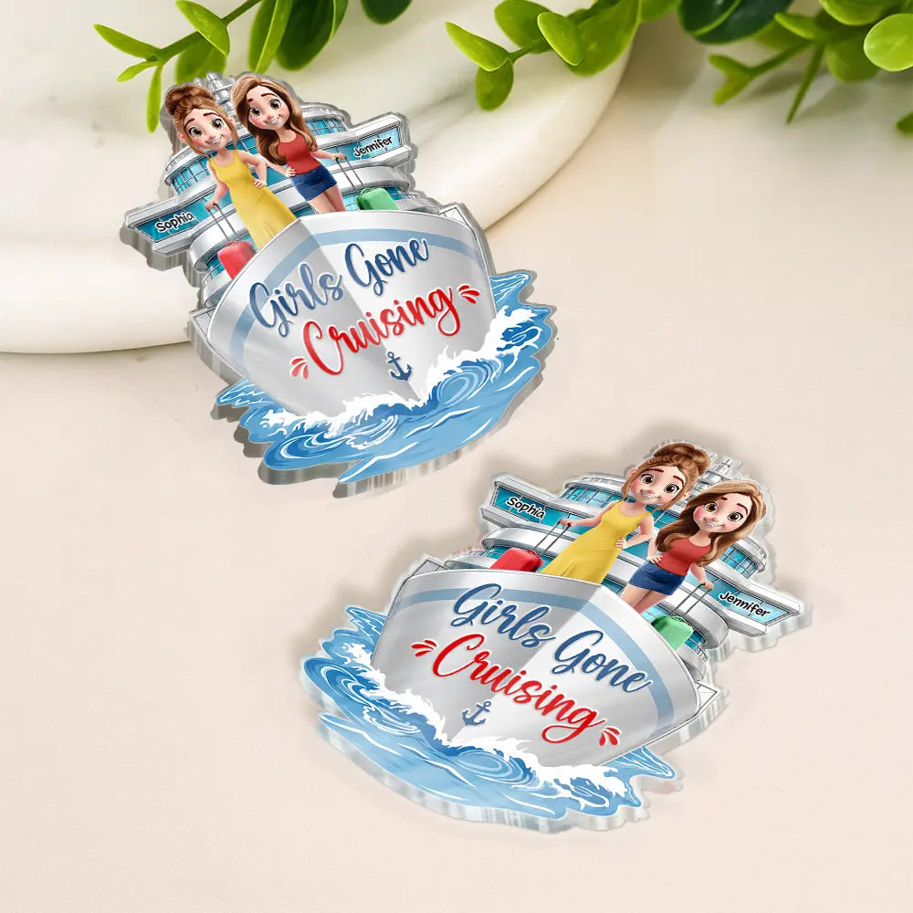 Cruise Bestie On Trip Girls Trip - Personalized Acrylic Magnet