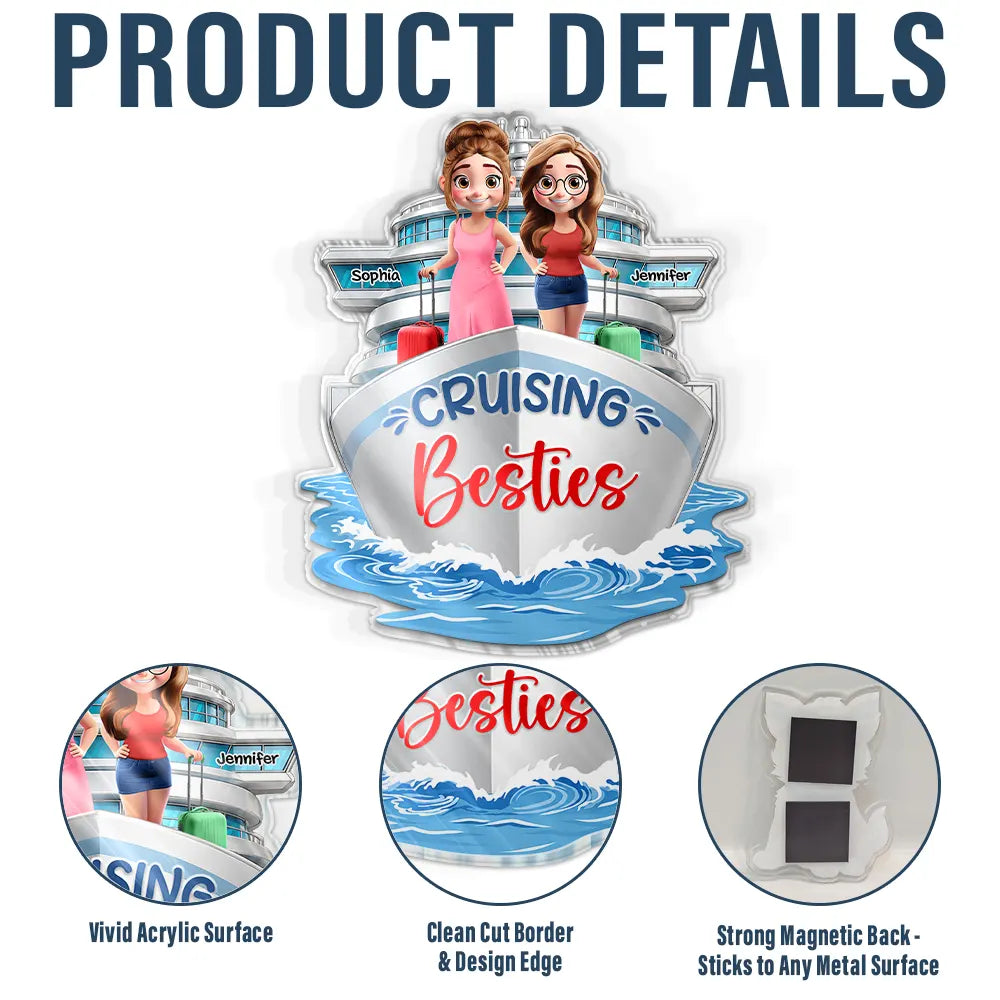 Cruise Bestie On Trip Girls Trip - Personalized Acrylic Magnet