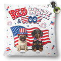 Custom Photo 3D Cartoon With US Accessories Red White Woof - Personalized Pillow