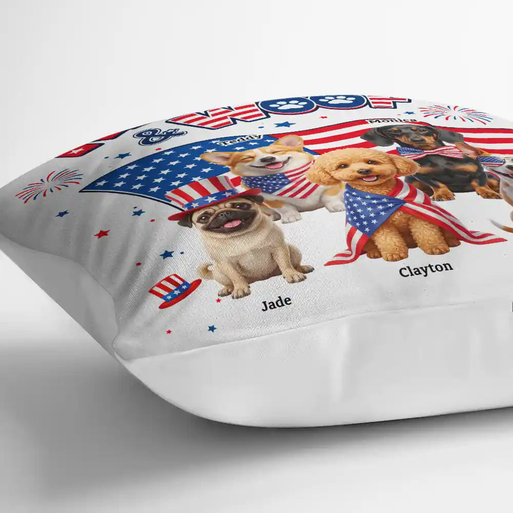 Custom Photo 3D Cartoon With US Accessories Red White Woof - Personalized Pillow