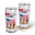 Custom Photo 3D Cartoon With US Accessories Red White Woof - Personalized Tumbler