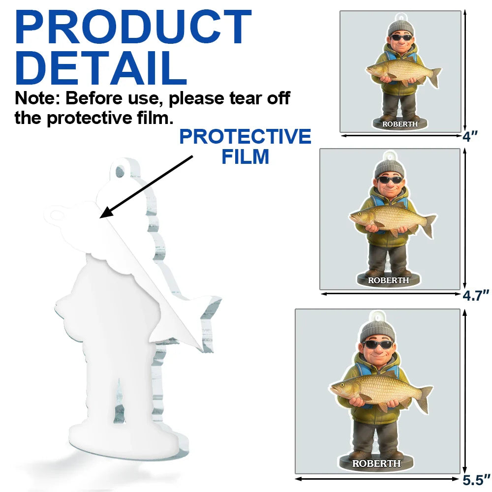 Custom Photo 3D Effect Figure Art Fishing Fisherman - Personalized Custom Shaped Acrylic Ornament