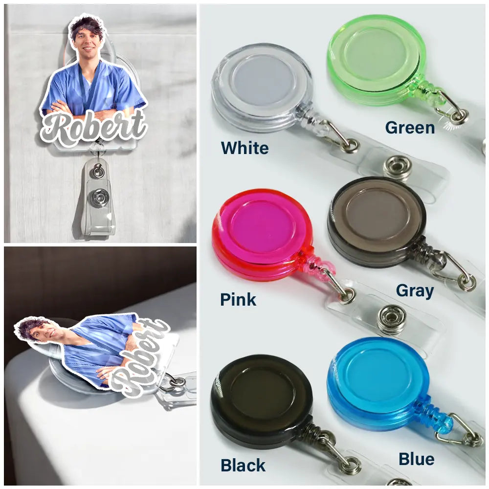 Custom Photo 3D Effect Nurse Name - Personalized Badge Reel