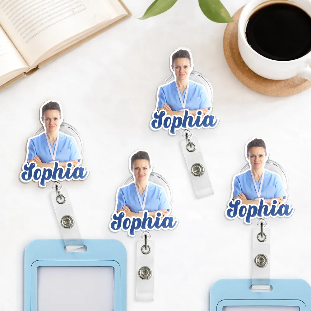 Custom Photo 3D Effect Nurse Name - Personalized Badge Reel