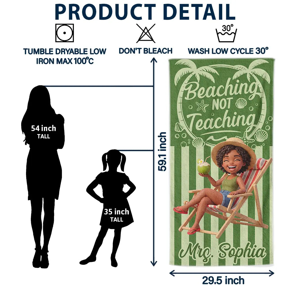 Custom Photo 3D Summer Concept Beaching Not Teaching - Personalized Beach Towel