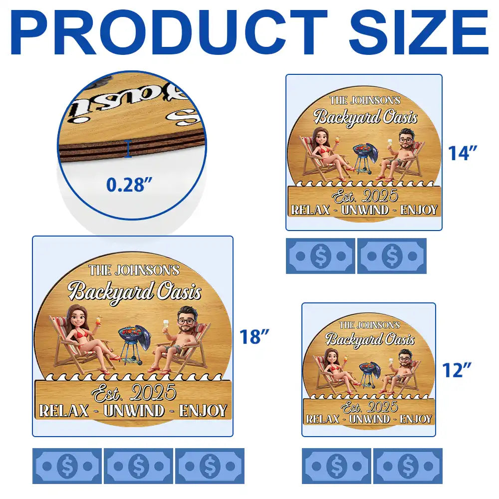 Custom Photo 3D Summer Concept Couple Poolside Paradise Relax Enjoy - Personalized Custom Shaped Wood Sign