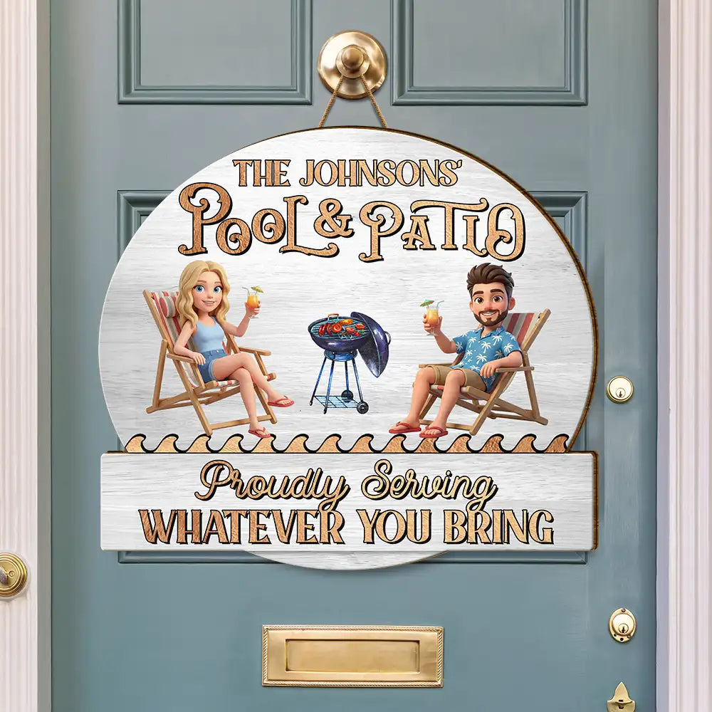 Custom Photo 3D Summer Concept Couple Poolside Paradise Relax Enjoy - Personalized Custom Shaped Wood Sign