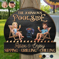 Custom Photo 3D Summer Concept Couple Poolside Paradise Relax Enjoy - Personalized Custom Shaped Wood Sign