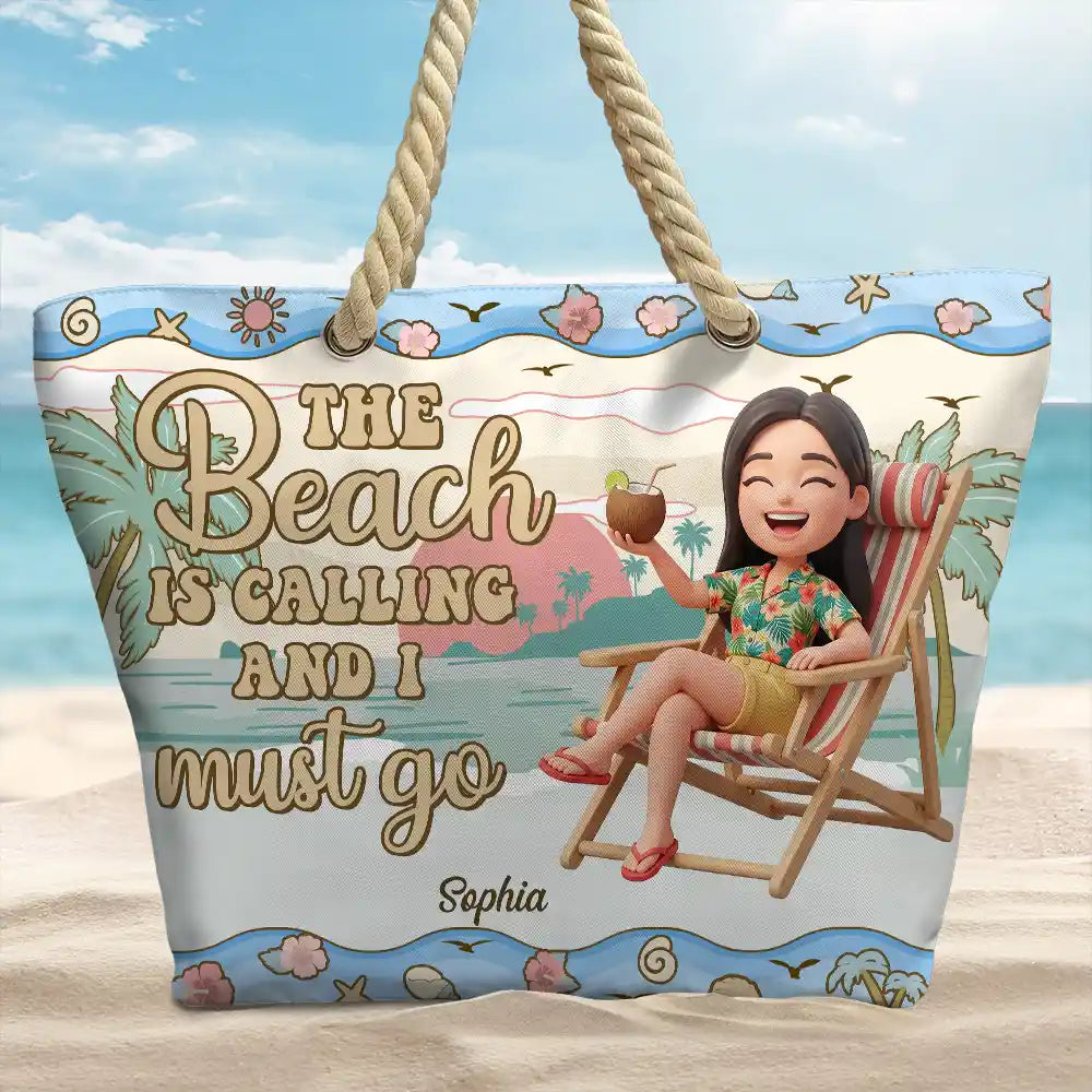 Custom Photo 3D Summer Concept Just A Girl Who Loves Beaches Vacation - Personalized Beach Bag