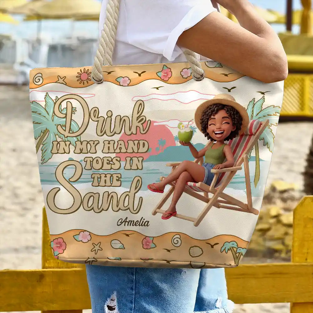 Custom Photo 3D Summer Concept Just A Girl Who Loves Beaches Vacation - Personalized Beach Bag