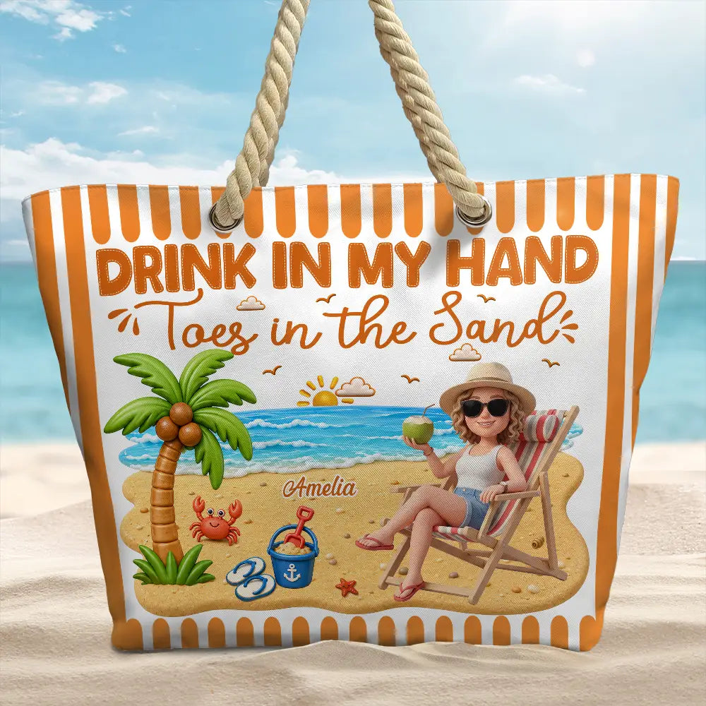 Custom Photo 3D Summer Concept Just A Girl Who Loves Beaches - Personalized Beach Bag