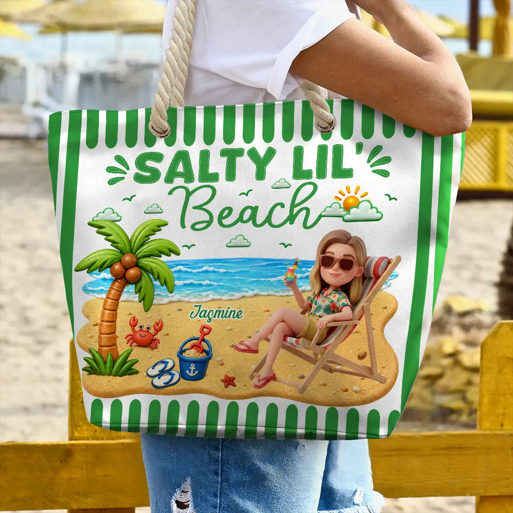 Custom Photo 3D Summer Concept Just A Girl Who Loves Beaches - Personalized Beach Bag