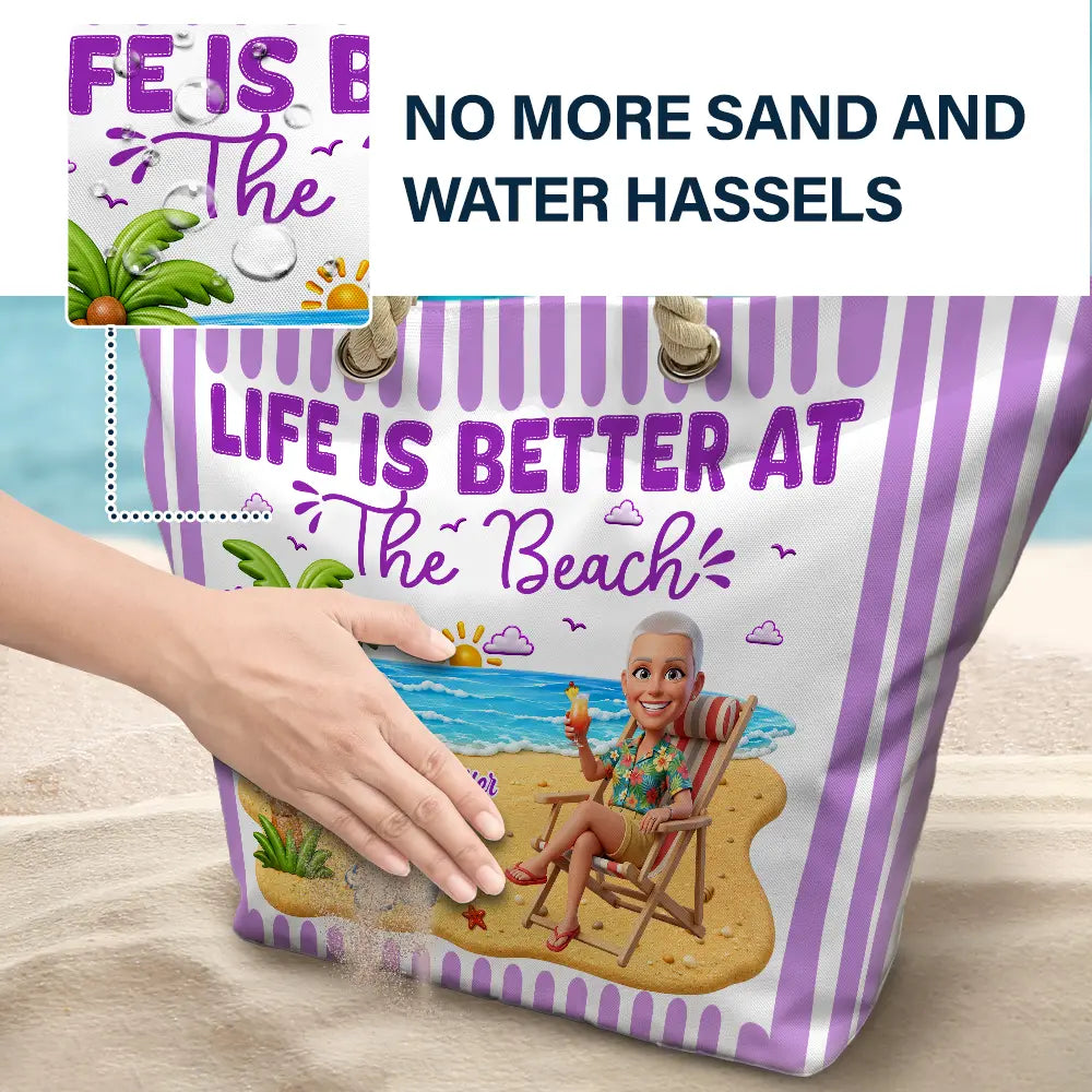 Custom Photo 3D Summer Concept Just A Girl Who Loves Beaches - Personalized Beach Bag