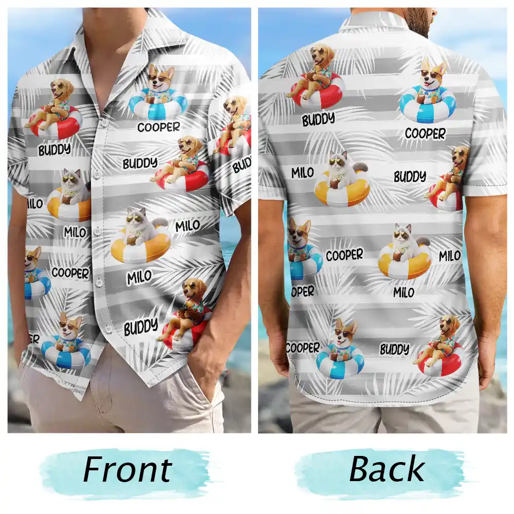 Custom Photo 3D Summer Concept Poolside Beach Vacation Dog Cat - Personalized Hawaiian Shirt
