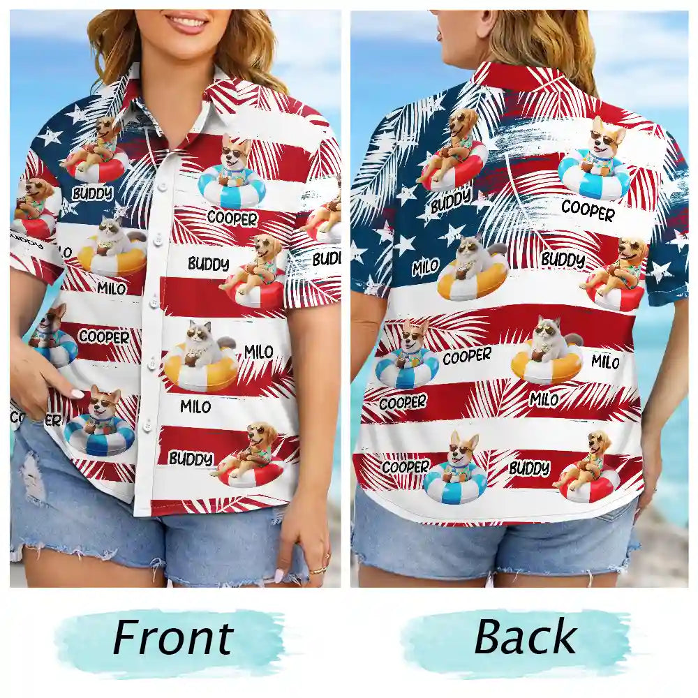 Custom Photo 3D Summer Concept Poolside Beach Vacation Dog Cat - Personalized Hawaiian Shirt