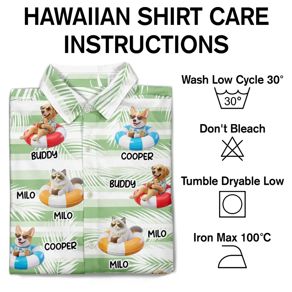 Custom Photo 3D Summer Concept Poolside Beach Vacation Dog Cat - Personalized Hawaiian Shirt