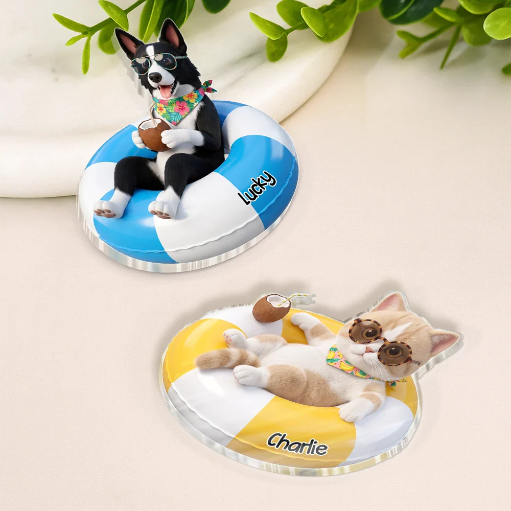 Custom Photo 3D Summer Concept Swimming Float Cruising - Personalized Acrylic Magnet