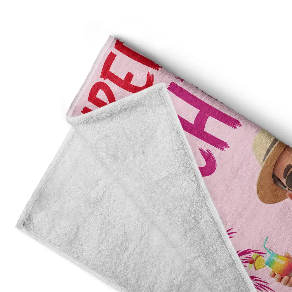 Custom Photo 3D Summer Concept Tired Teacher Summer Club - Personalized Beach Towel