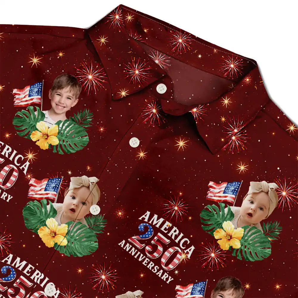Custom Photo America 250 Anniversary Dog Cat Pet - Personalized Hawaiian Shirt