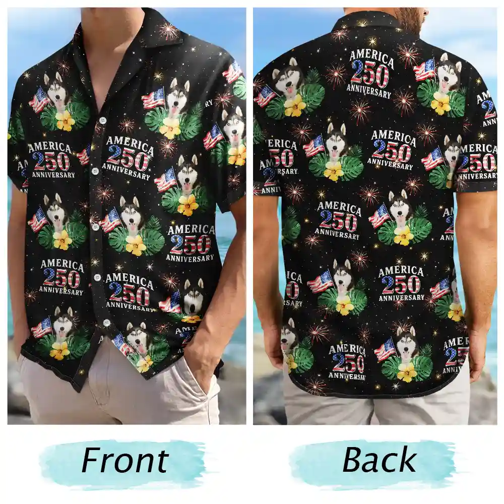 Custom Photo America 250 Anniversary Dog Cat Pet - Personalized Hawaiian Shirt