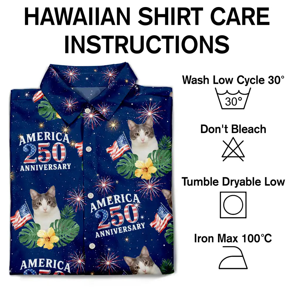 Custom Photo America 250 Anniversary Dog Cat Pet - Personalized Hawaiian Shirt