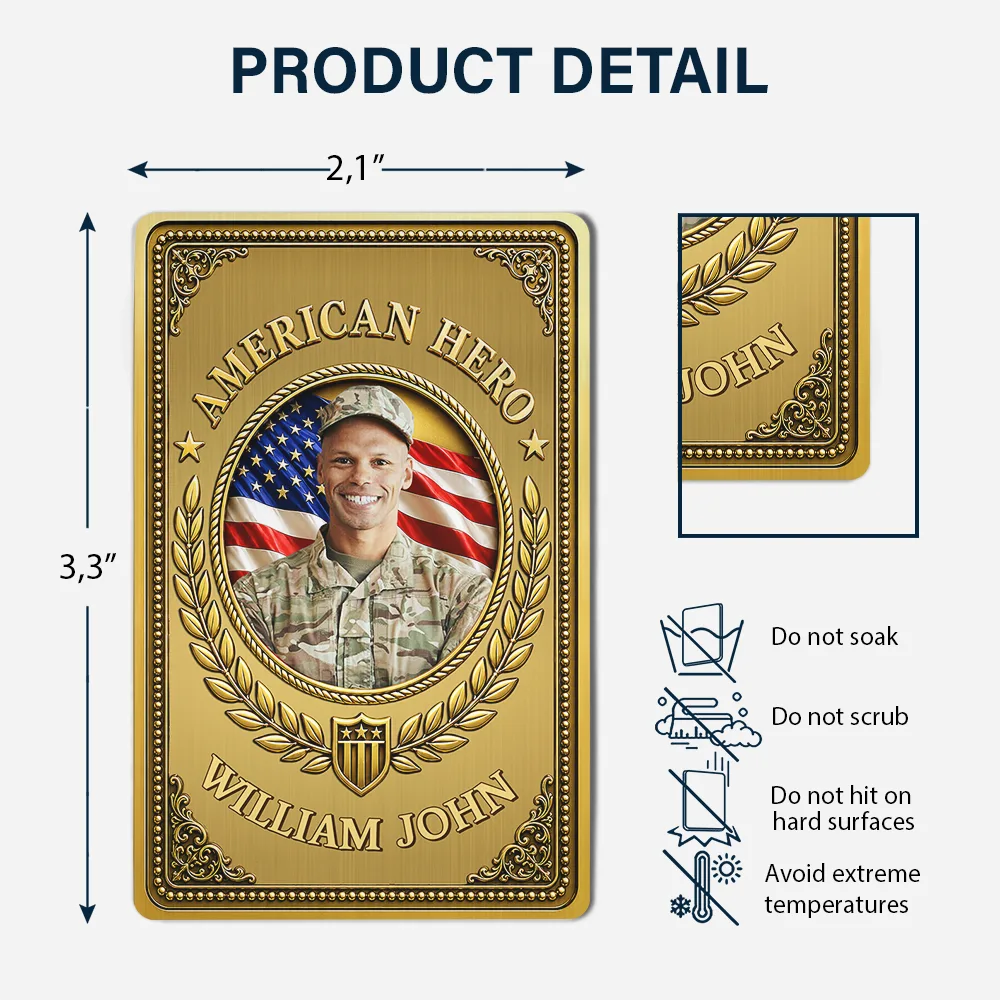 Custom Photo American Hero 250 Years Of Freedom - Personalized Aluminum Wallet Card