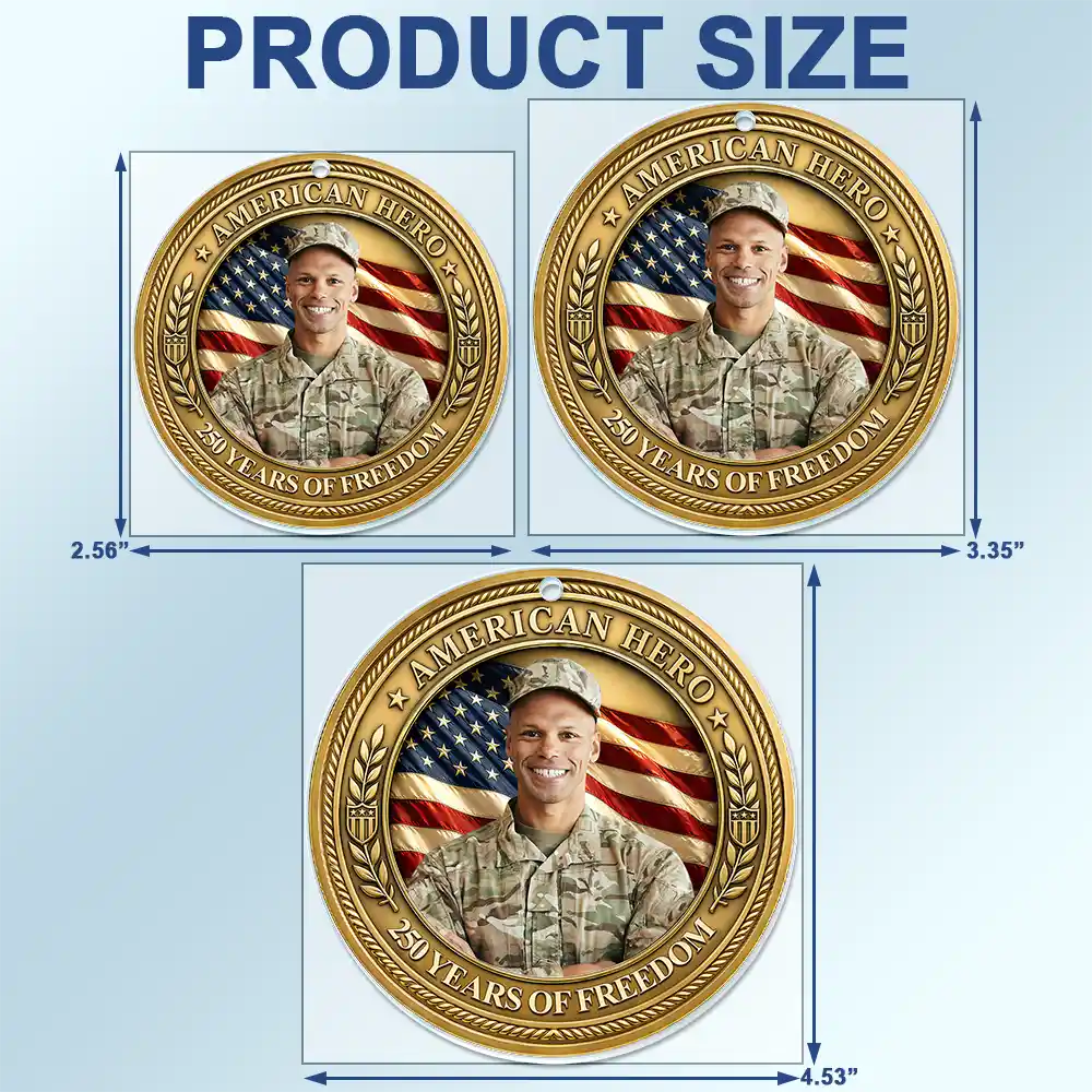 Custom Photo American Hero 250 Years Of Freedom - Personalized Acrylic Car Hanger