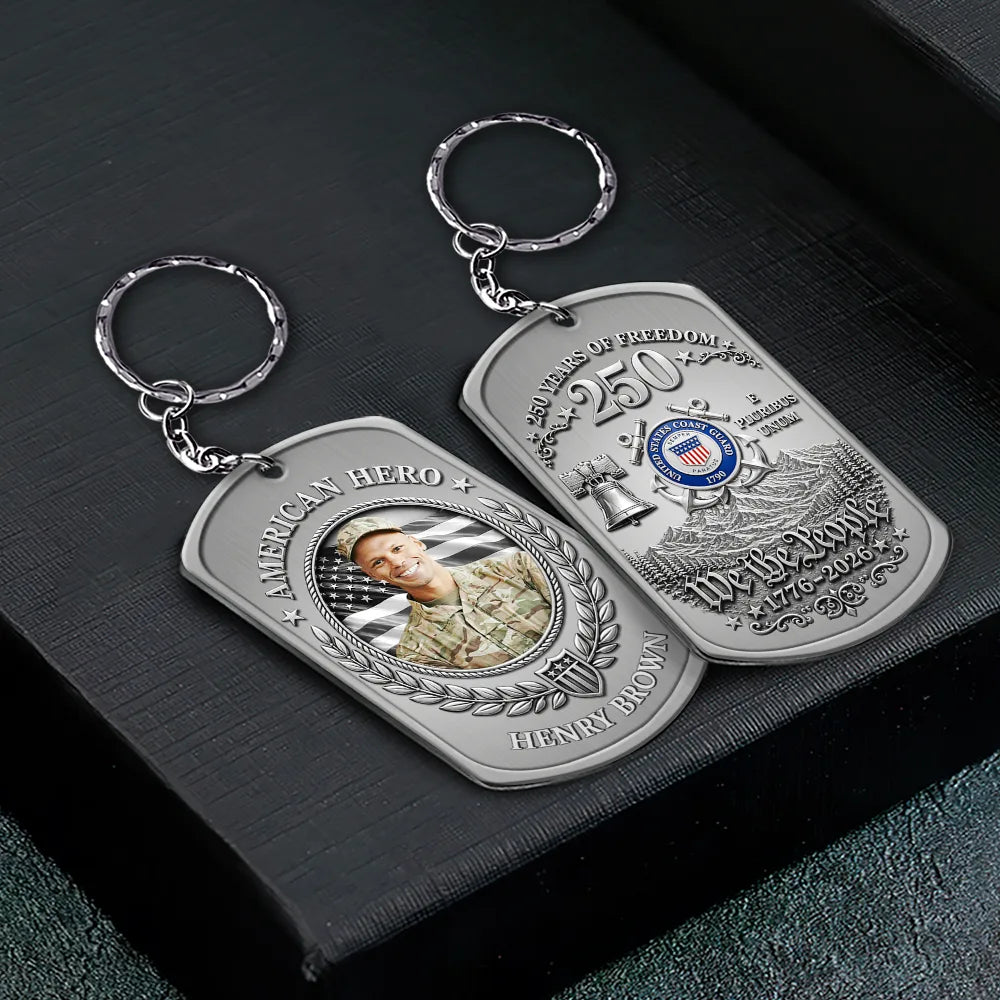 Custom Photo American Hero 250 Years Of Freedom - Personalized Aluminum Keychain