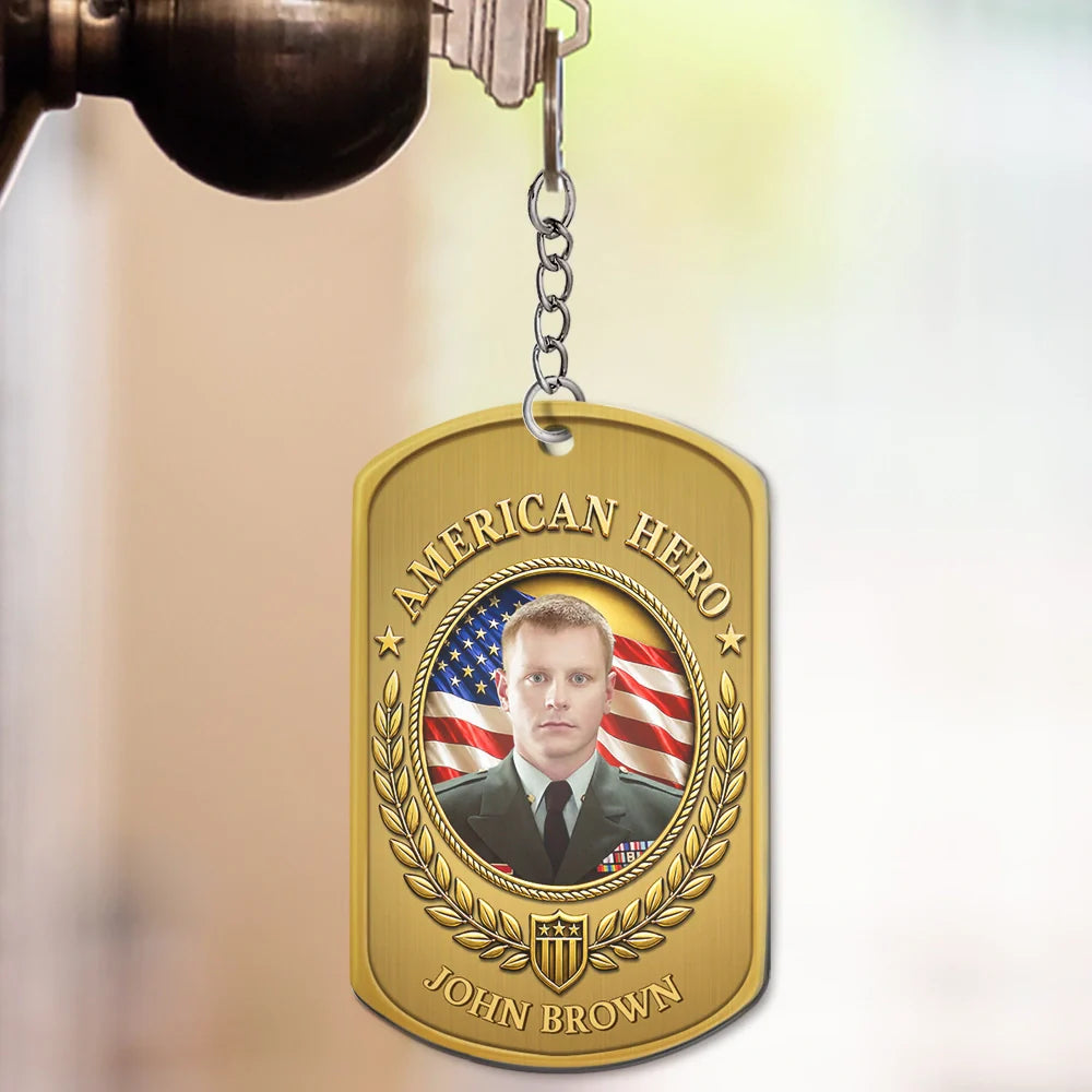 Custom Photo American Hero 250 Years Of Freedom - Personalized Aluminum Keychain